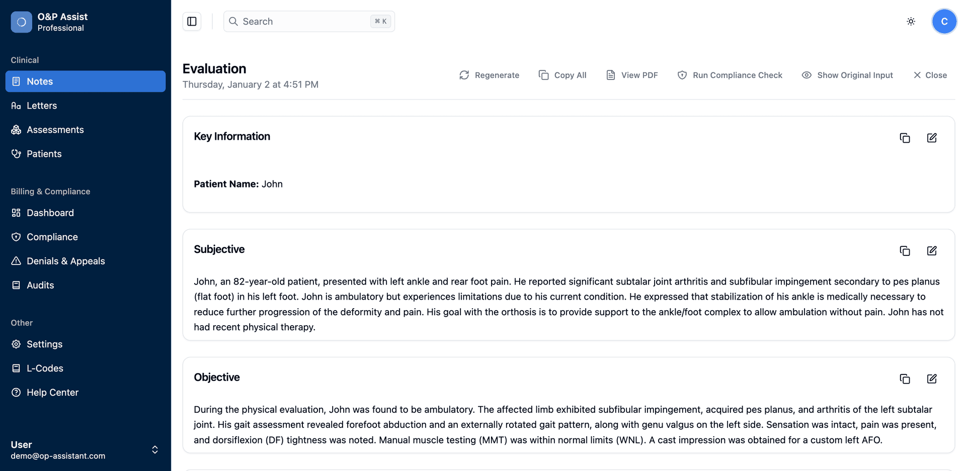 O&P Documentation Suite Interface
